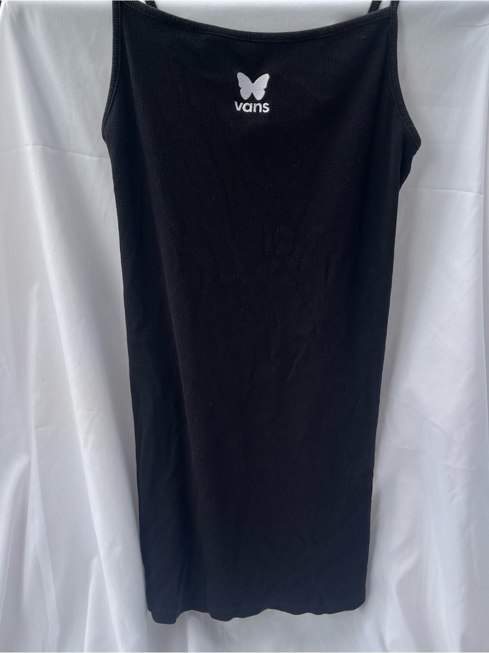 Vans Black Ribbed Dress with White Butterfly Logo